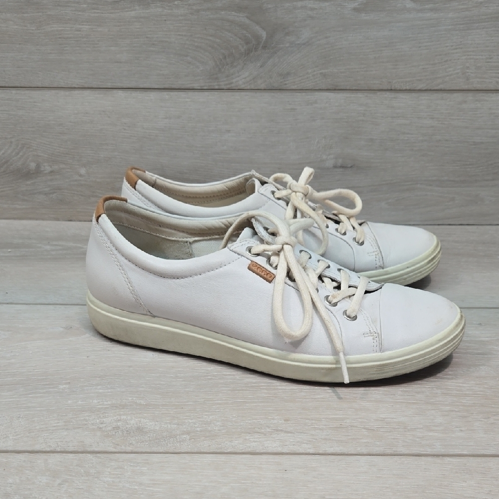 Ecco Women's Sofft 7 White Casual Leather Sneakers Slip On Shoes Sz 40/9